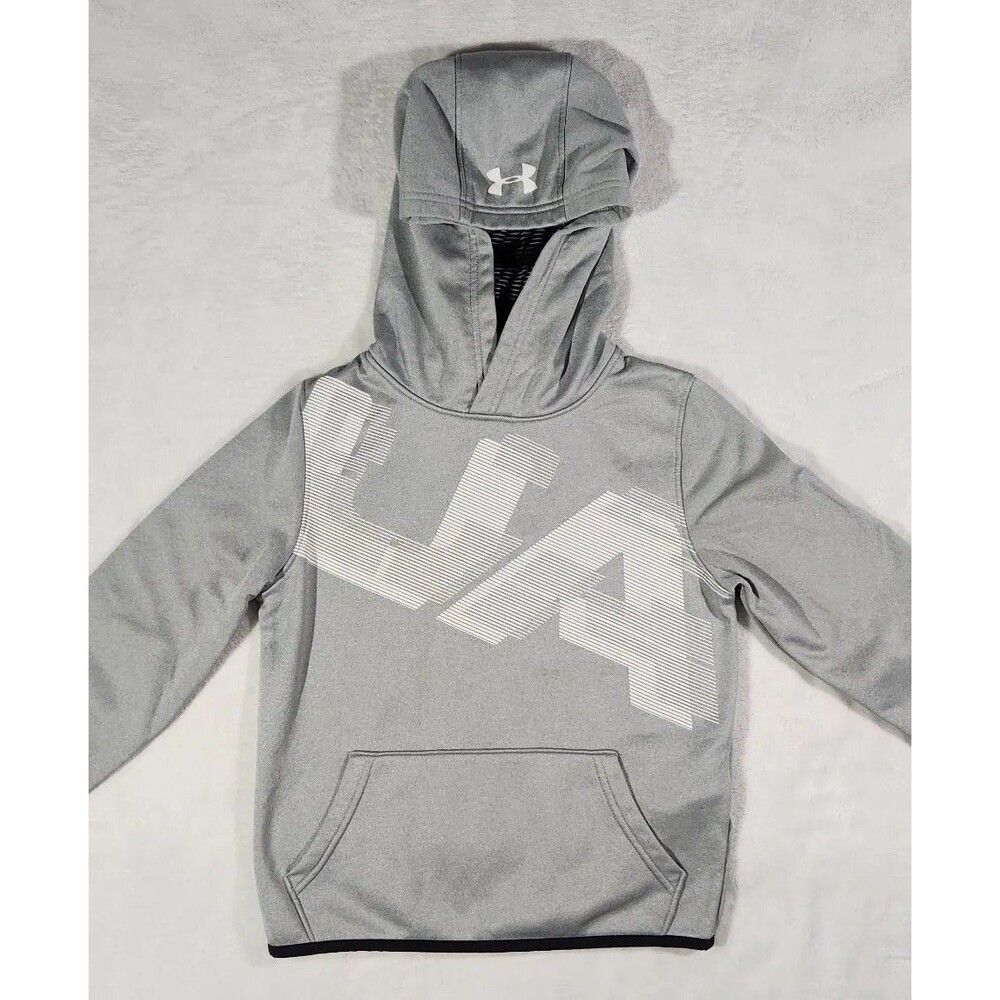 Under Armour ColdGear Hoodie Boys Small Gray White
